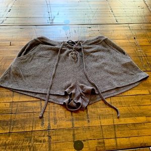 Urban Outfitters Out From Under Football Lace Up Ribbed Charcoal Gray Shorts S/P
